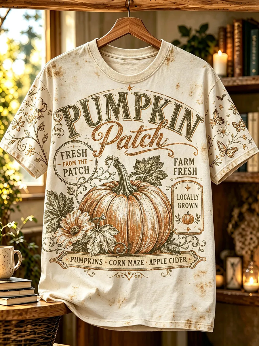 Retro Pumpkin Patch Graphic T-Shirt | Country Farm Fresh Autumn Aesthetic Tee