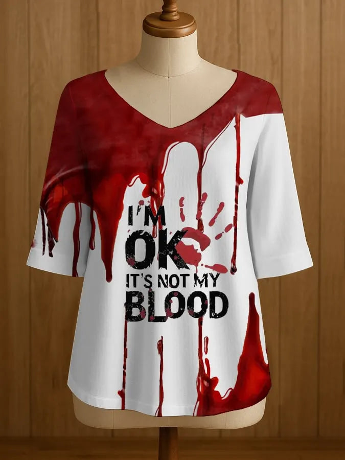 Women's Blood Stains Printed T-Shirt  ad44