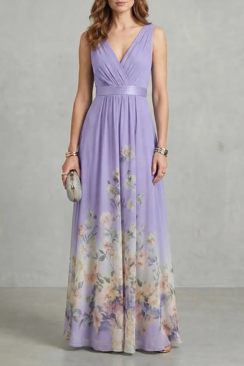 Floral grace – V neck maxi dress