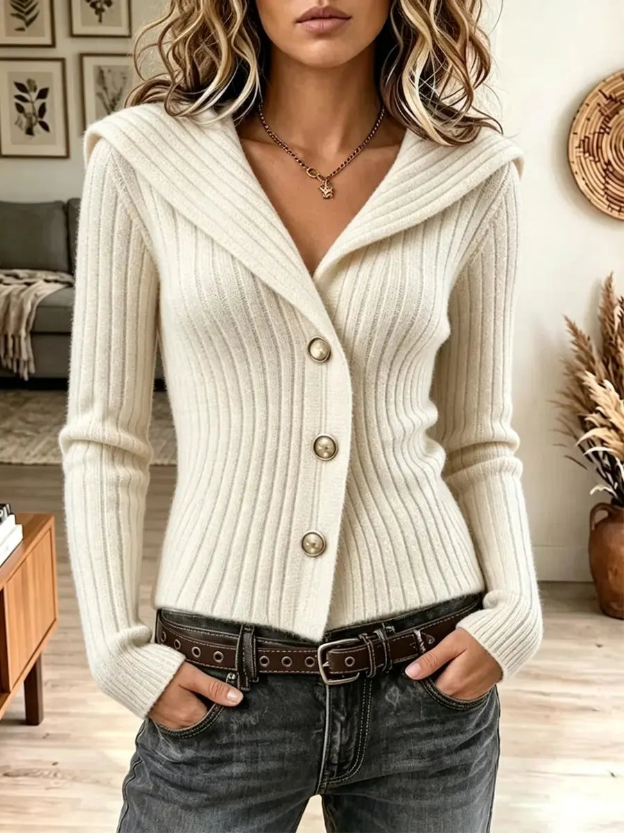 Retro Solid Color Art Casual Stylish Long Sleeve Knitted Cardigan Sweater