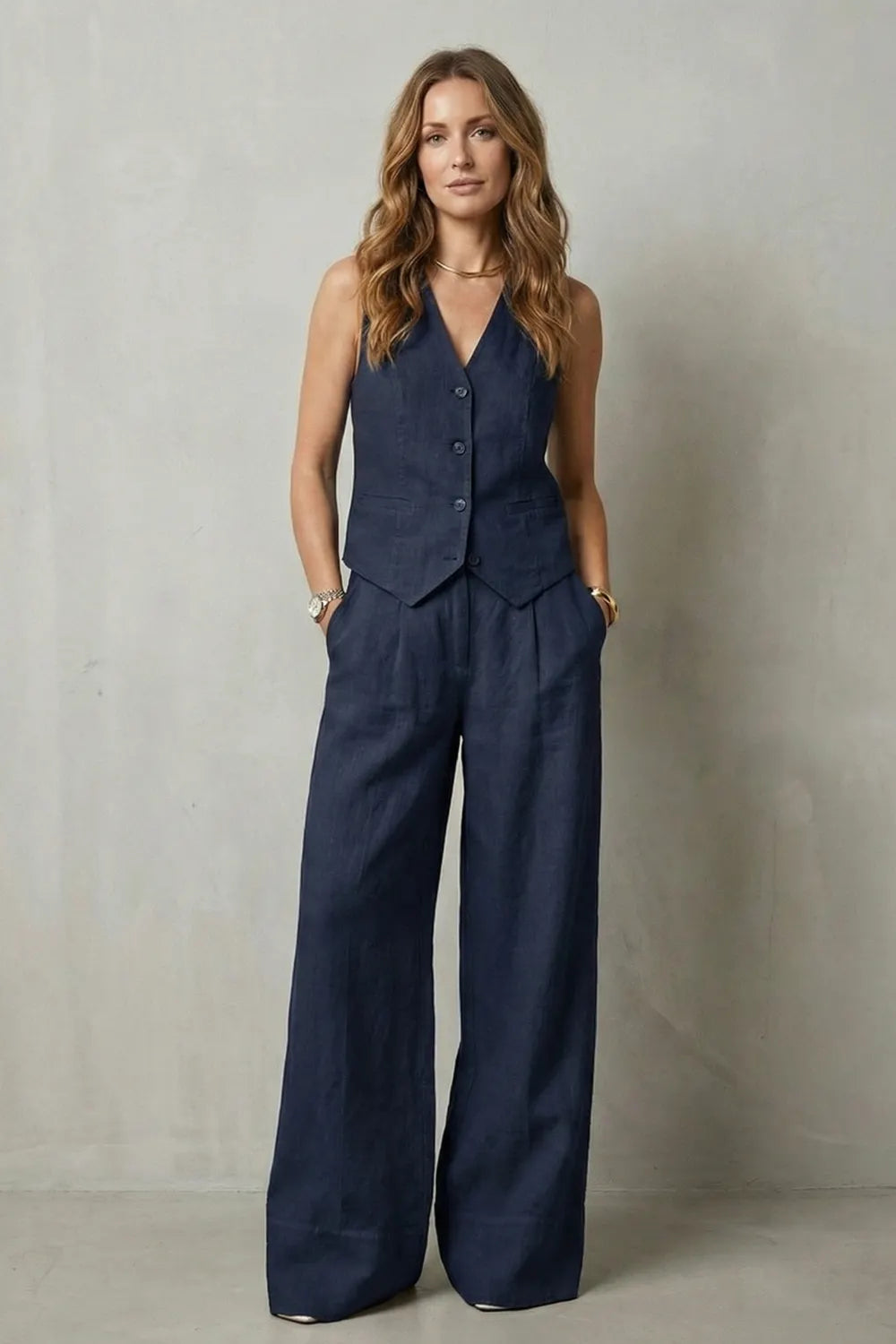 Relaxed tailored elegance – Vest and pants set