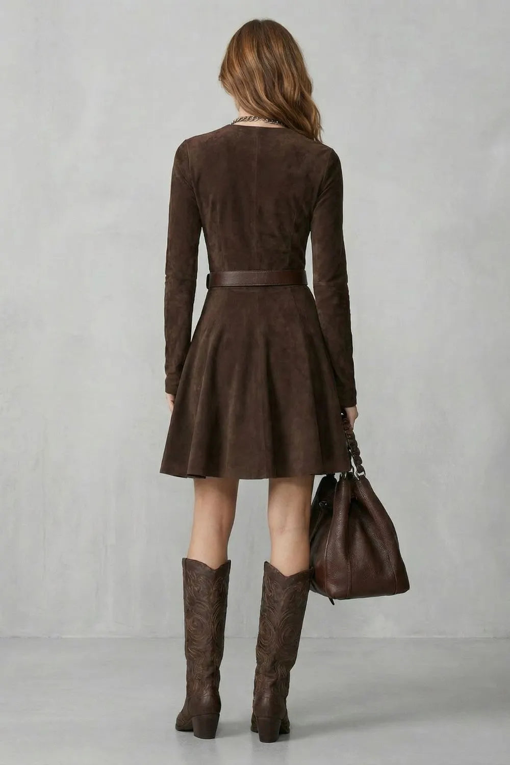 Belted suede effect – Mini dress (Belt included)