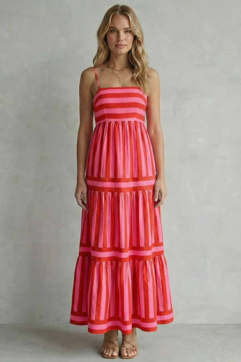 Playful stripe tiers – Strappy maxi dress