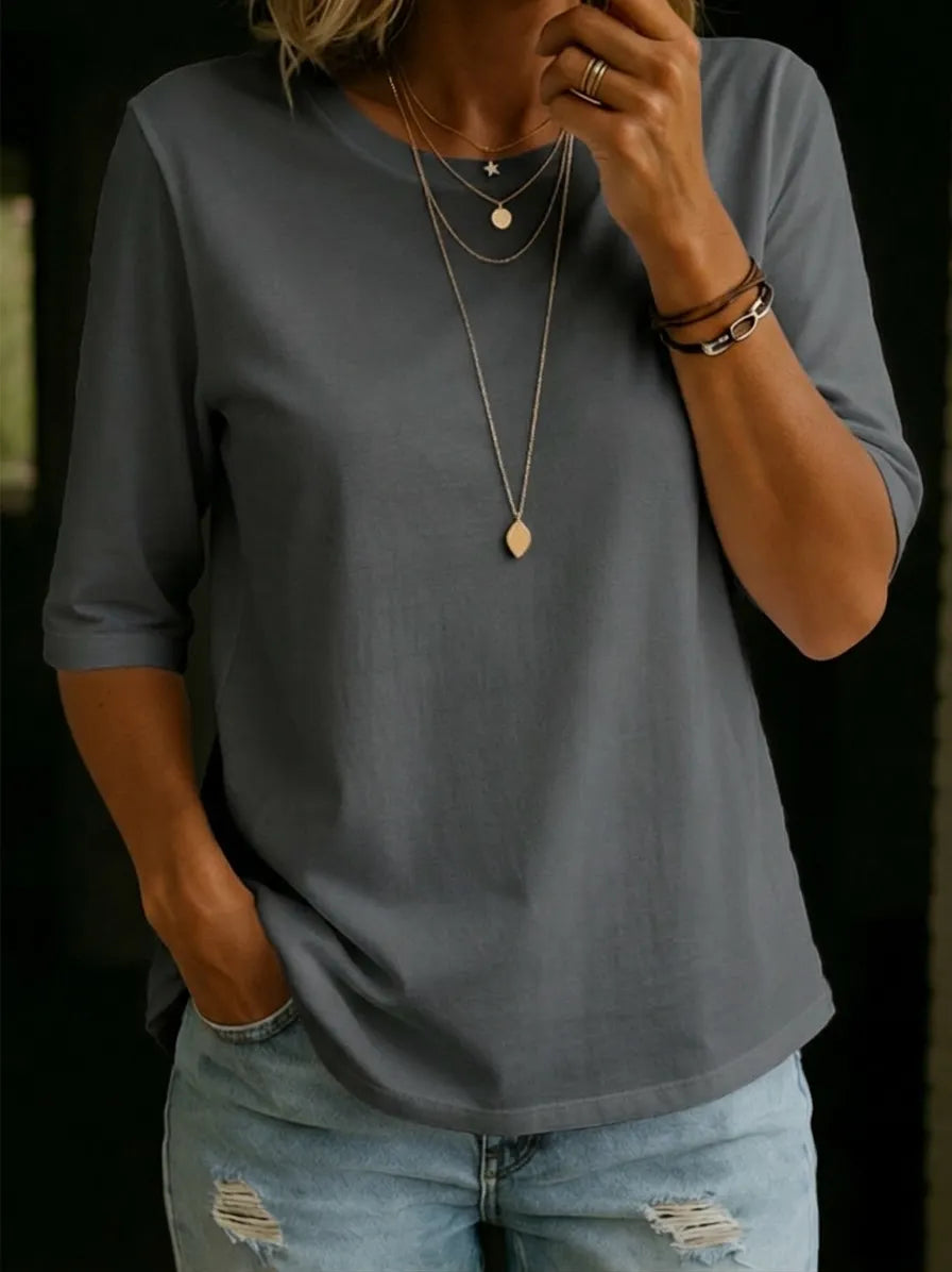 Cozy Minimalist Half-sleeve 100% Cotton T-shirt