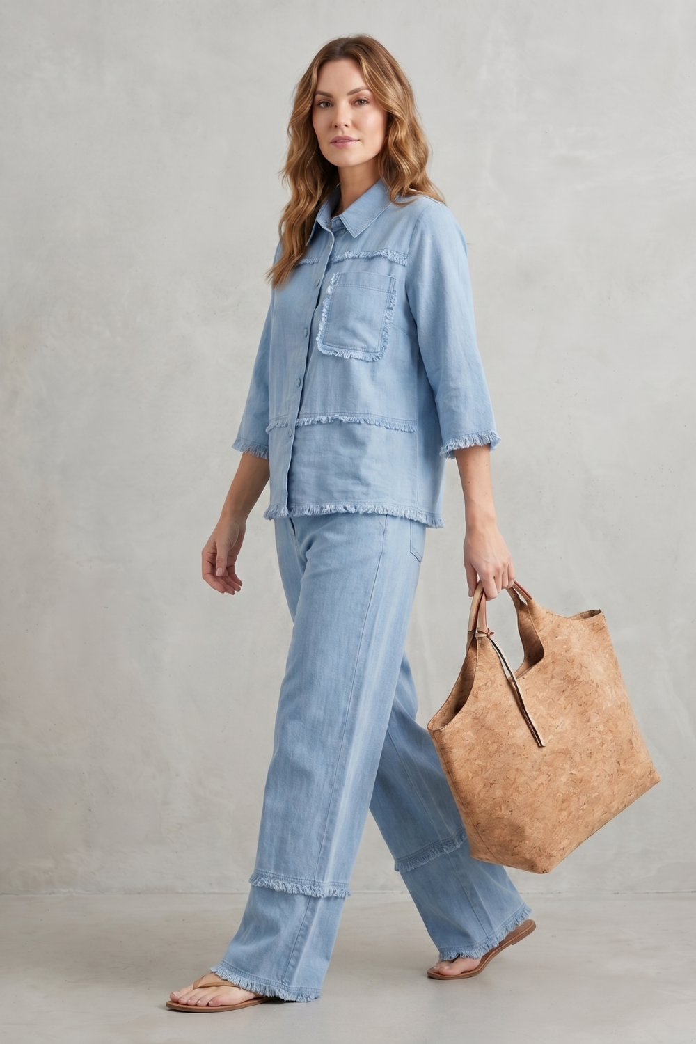 Relaxed linen-inspired style – Trouser set