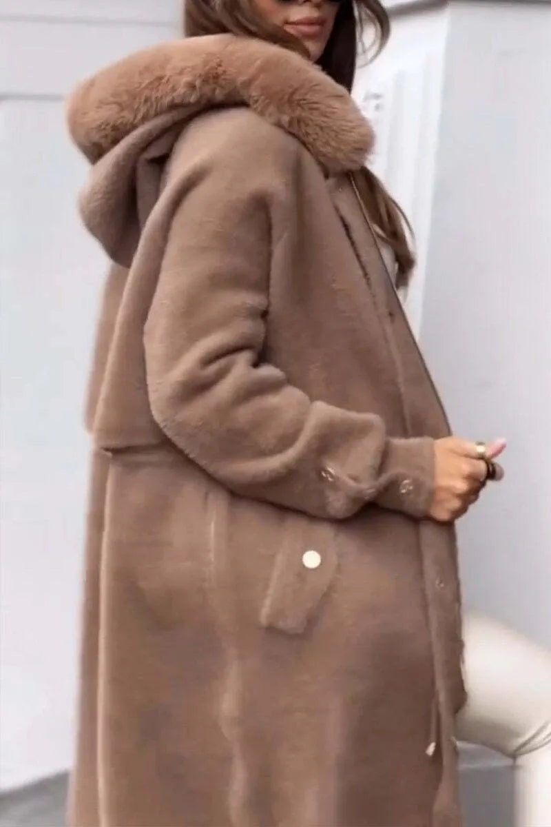 Winter Solid Color Zip-up Hooded Warm Coat