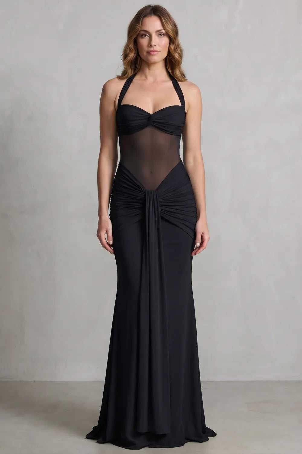 Draped sculpt elegance – Maxi dress