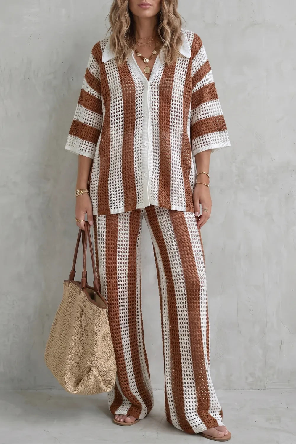 Striped crochet texture – Summer co-ord set