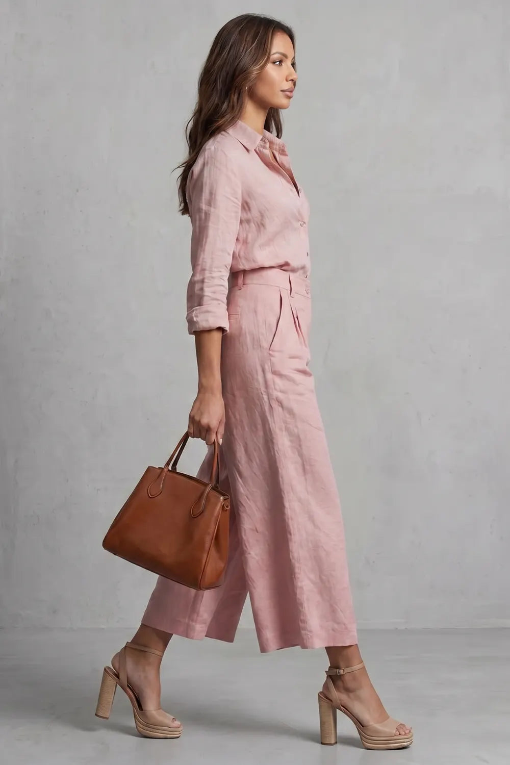 Soft linen finish – Wide-leg co-ord set