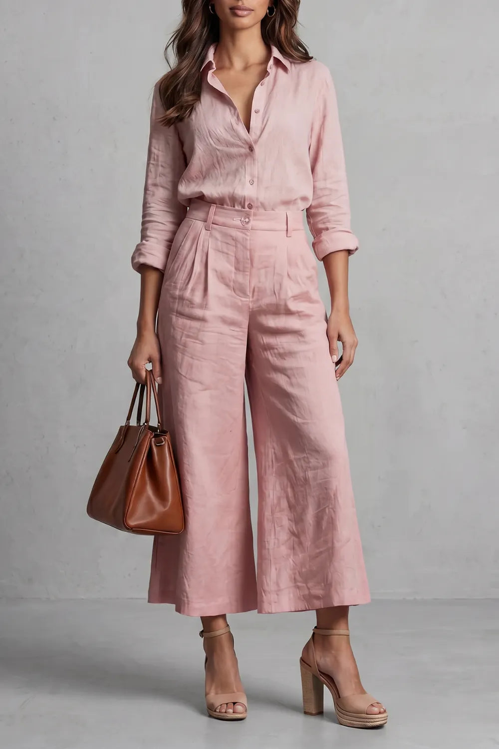 Soft linen finish – Wide-leg co-ord set