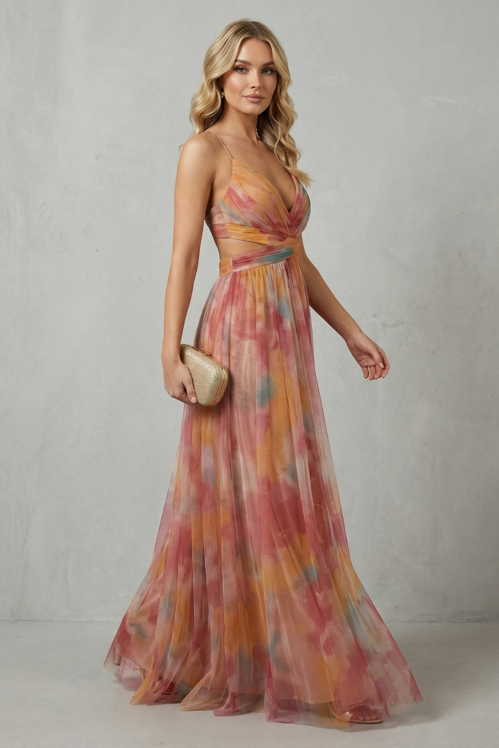 Watercolour romance – Sleeveless maxi dress