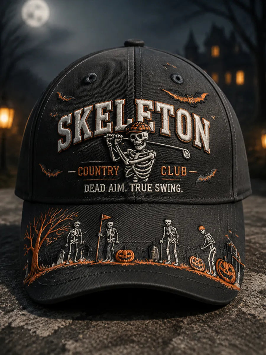 Skeleton Country Club Halloween Print Casual Cap