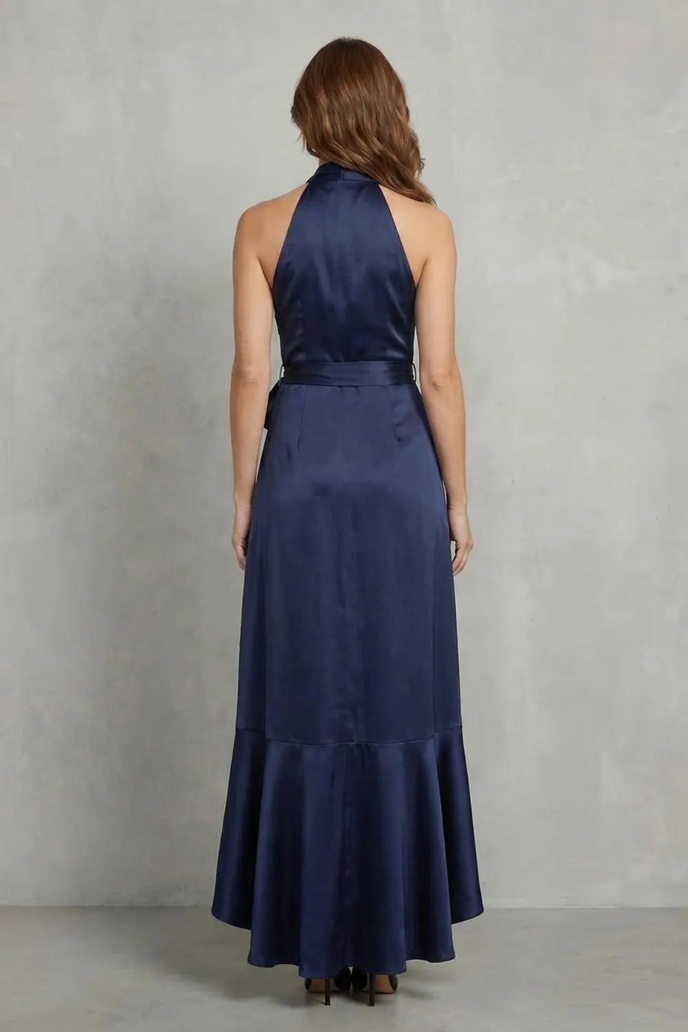 Satin draped silhouette – Evening maxi dress