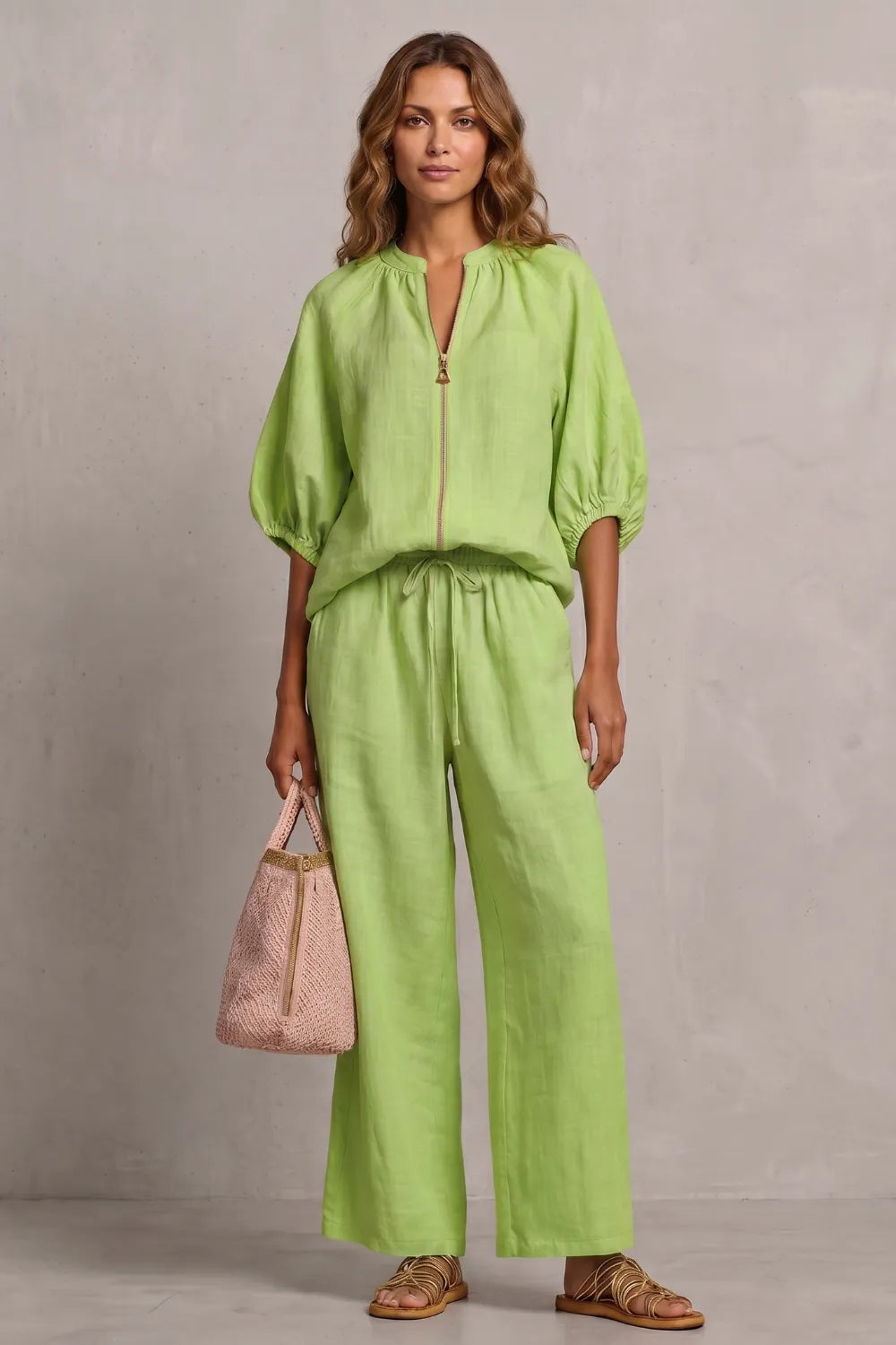 Relaxed zip-front comfort – Trouser set