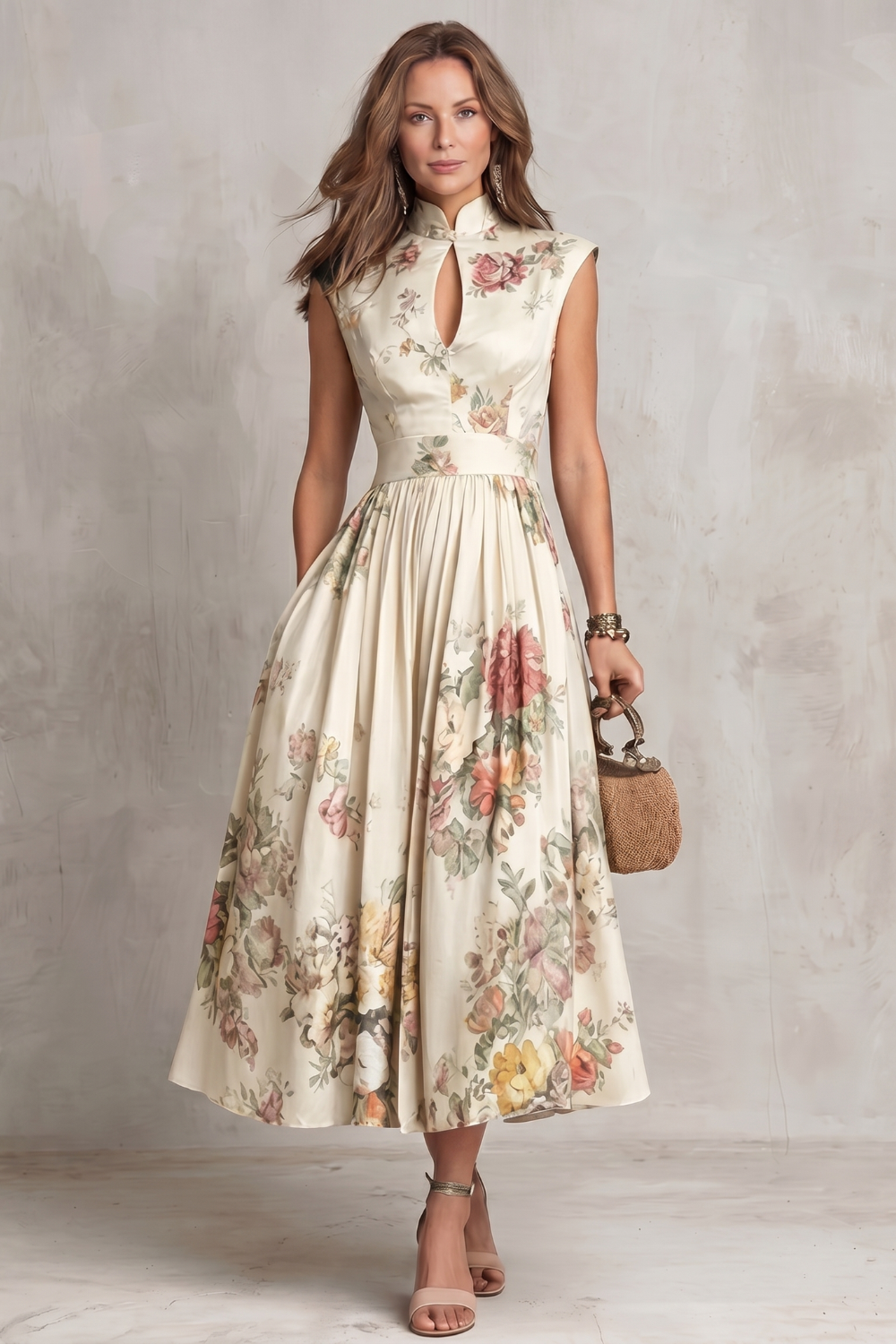 Vintage floral elegance – Midi dress