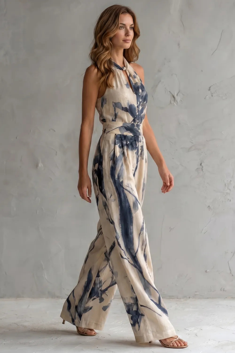 Artistic ink print – Wide-leg jumpsuit