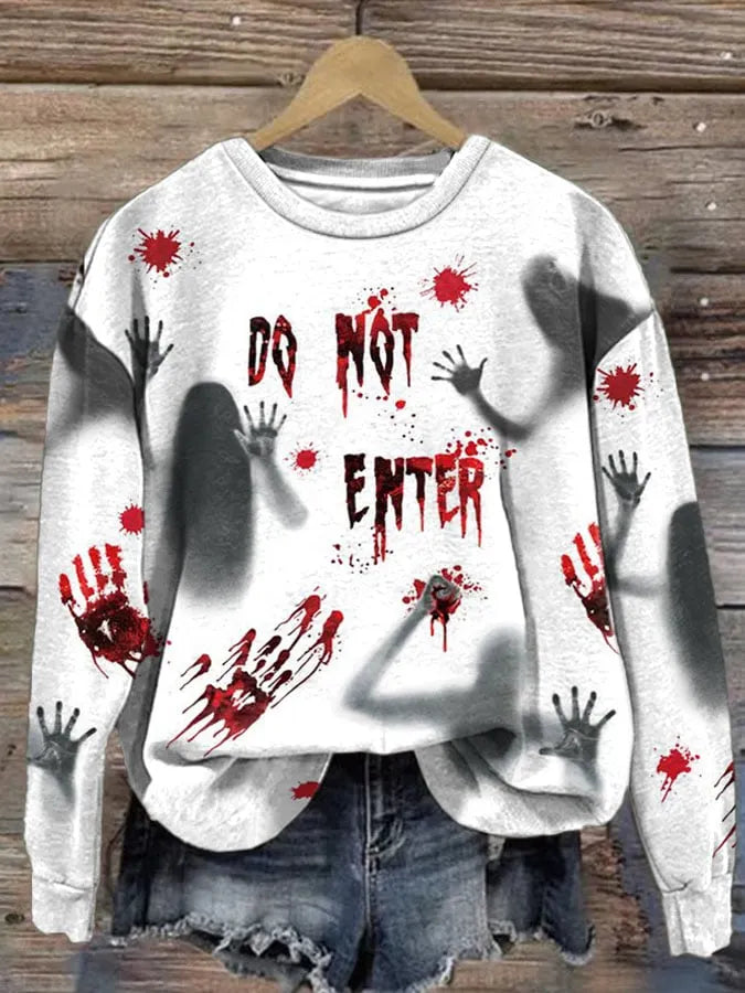 Women'S Halloween Ghost Print Sweatshirt