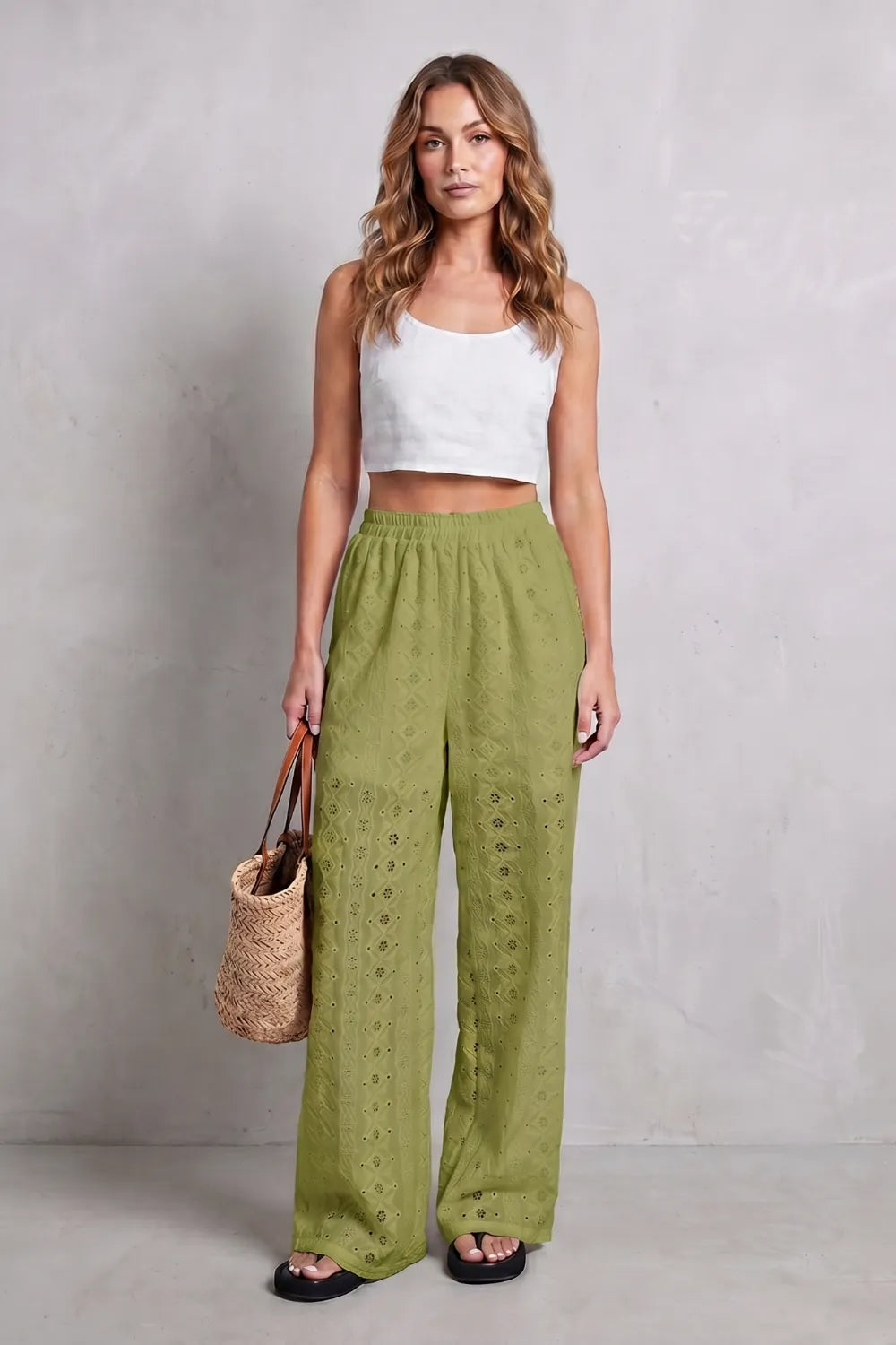 Broderie anglaise grace – Wide-leg trousers