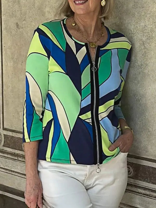 Women's Printed Pattern Zipper Jacket