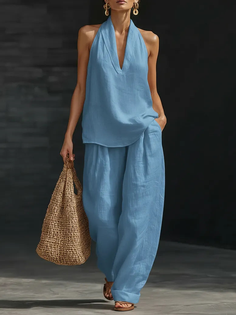 Casual And Cozy Minimalist Linen Two-piece Set
