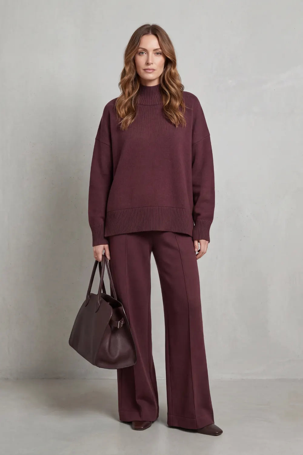 Folded collar charm – Knit lounge set