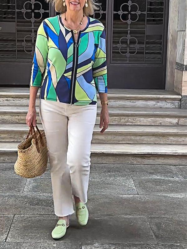 Women's Printed Pattern Zipper Jacket