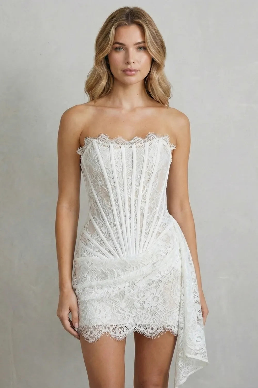 Sculpted lace elegance – Corset mini dress