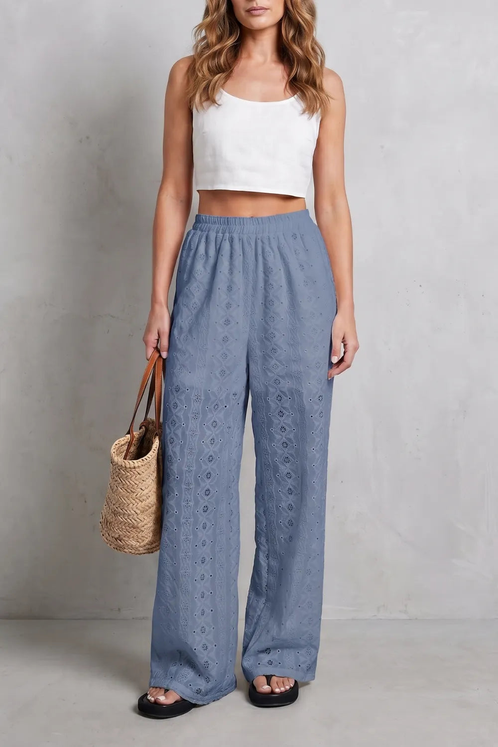 Broderie anglaise grace – Wide-leg trousers