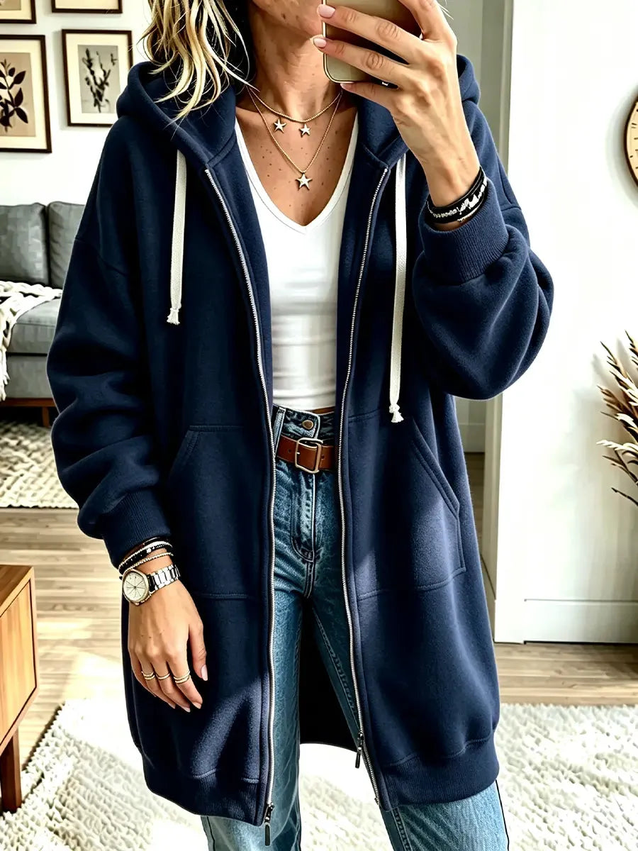 Women’s Long Sleeve Casual Loose Hooded Sweatshirt Cardigan
