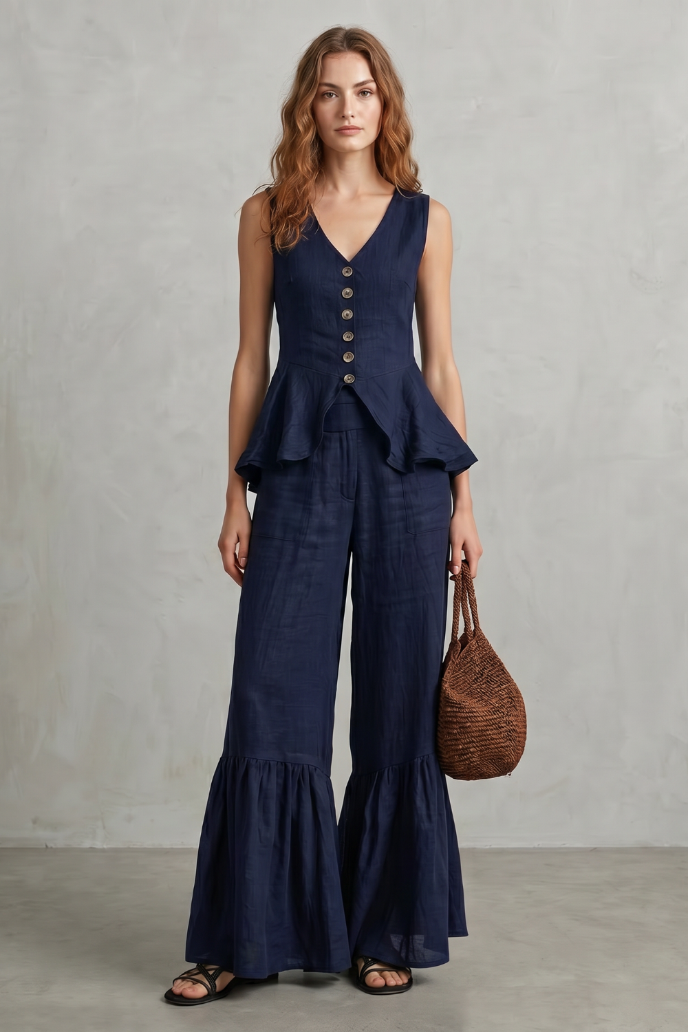 Ruffled resort elegance – Trouser set
