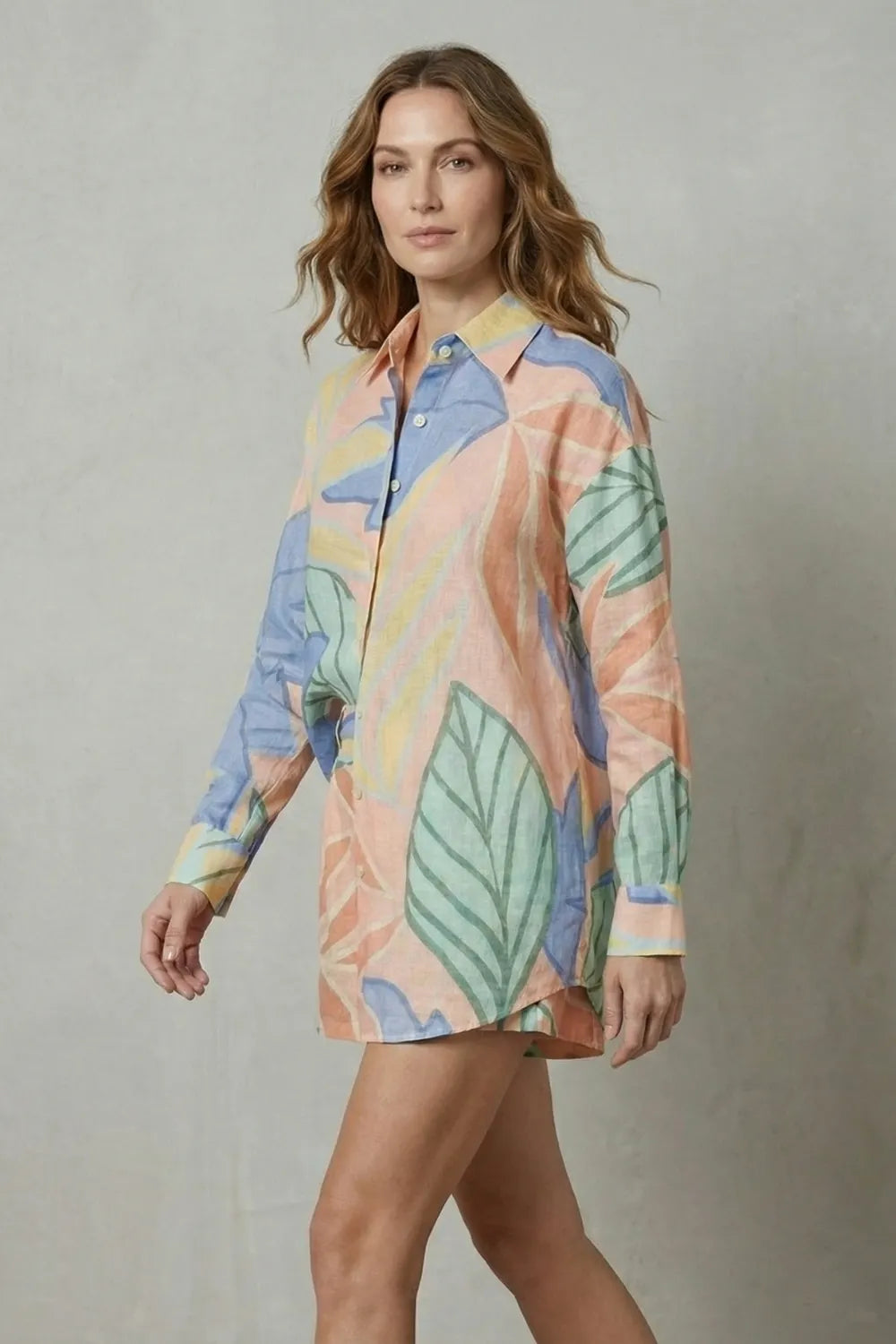 Tropical leaf print – Shirt and short set