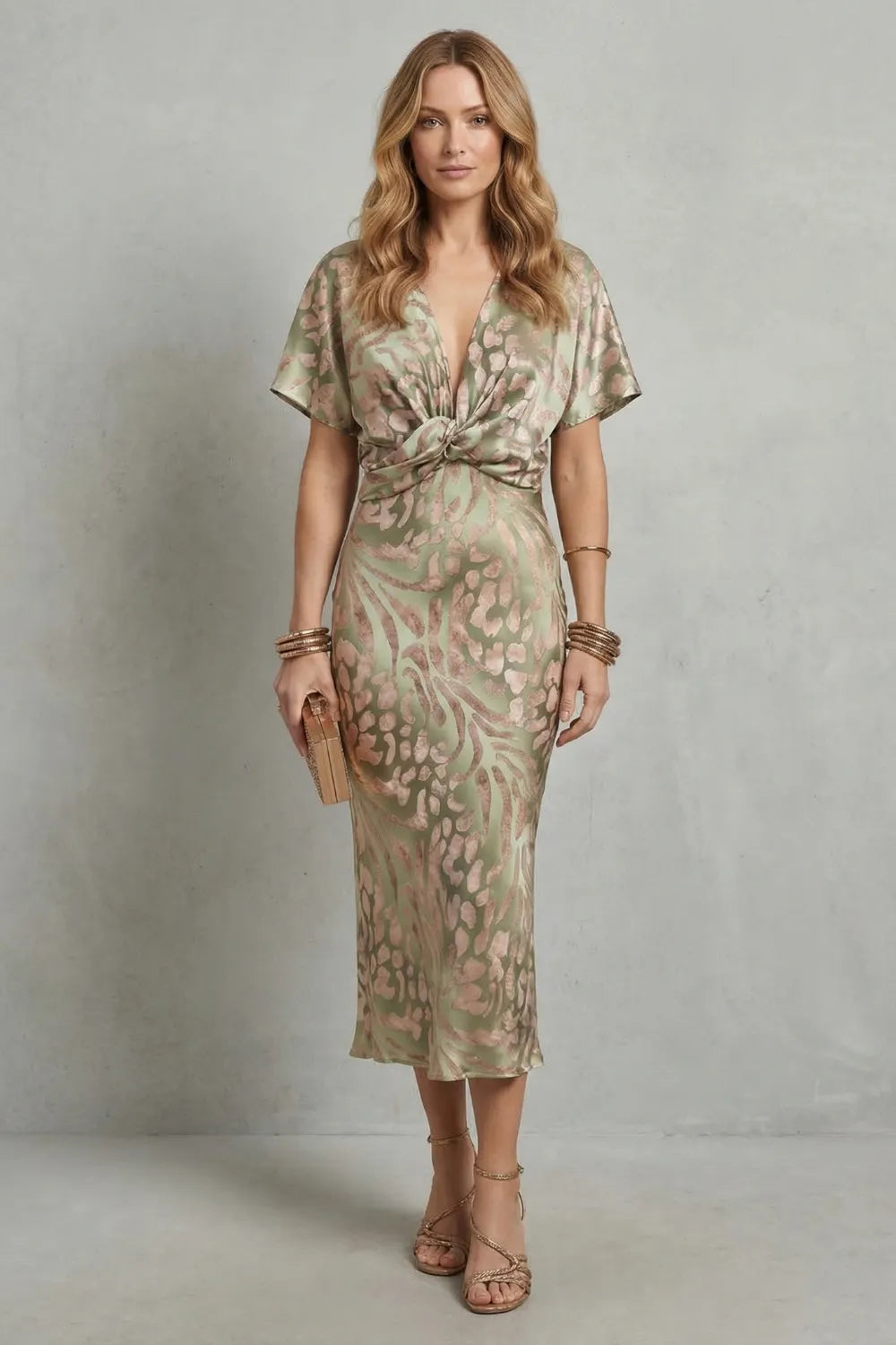 Draped elegance – V neck maxi dress