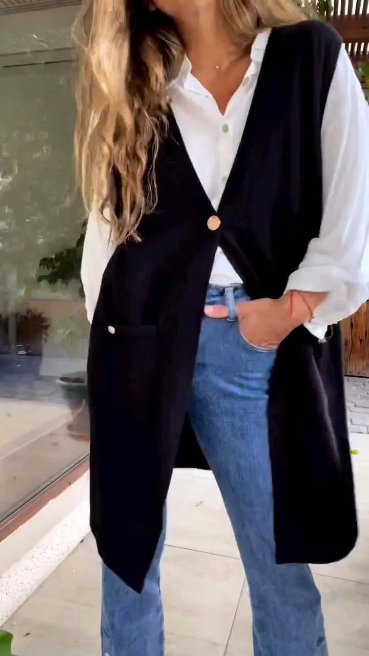 Women's Casual Solid Tank Cardigan