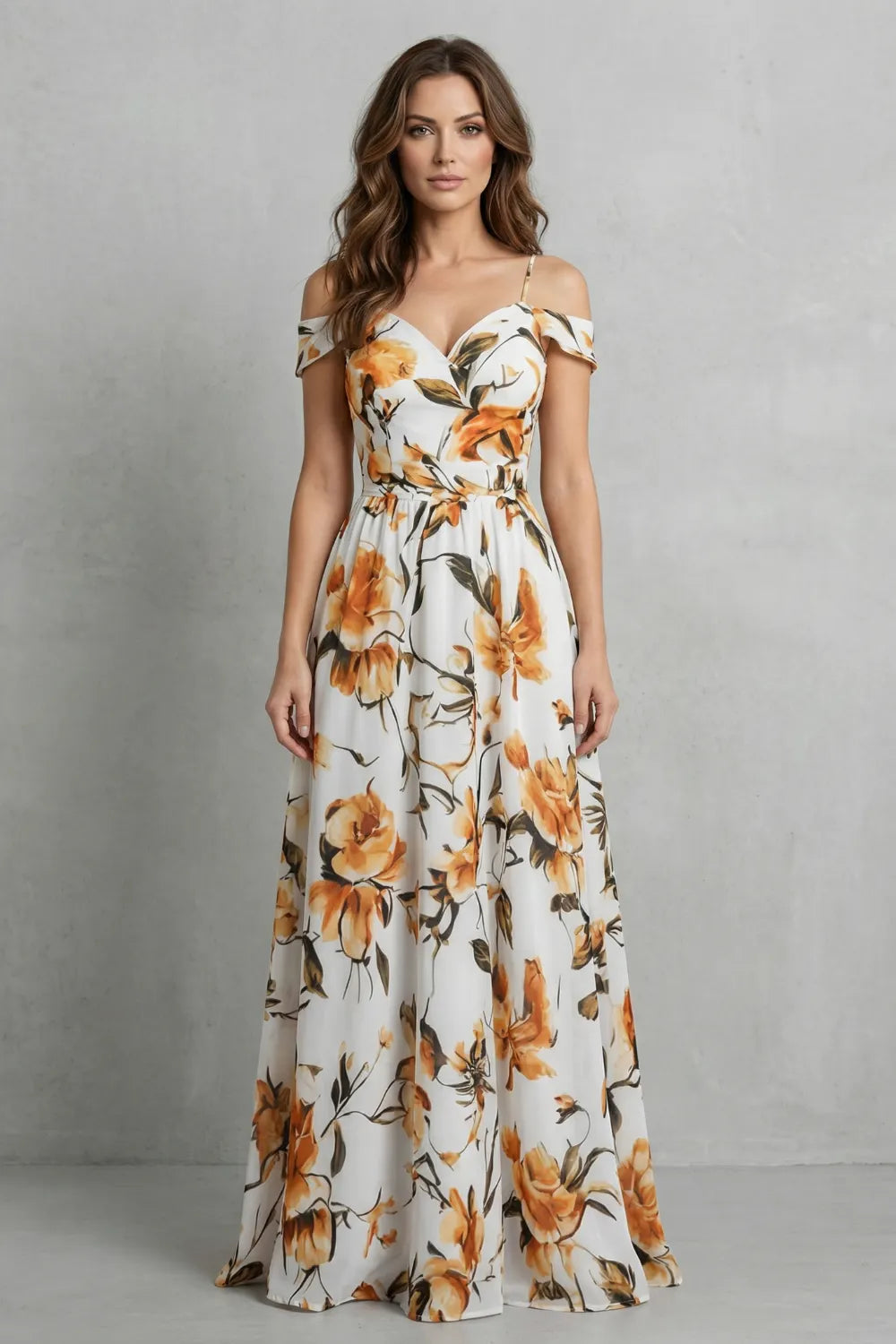 Off-shoulder floral grace – Maxi dress
