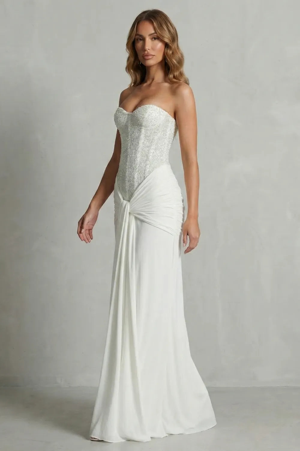 Draped satin elegance – Maxi dress