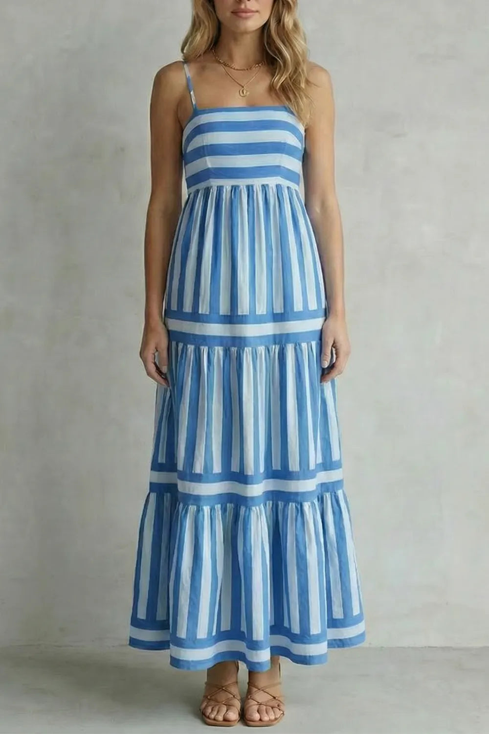 Playful stripe tiers – Strappy maxi dress