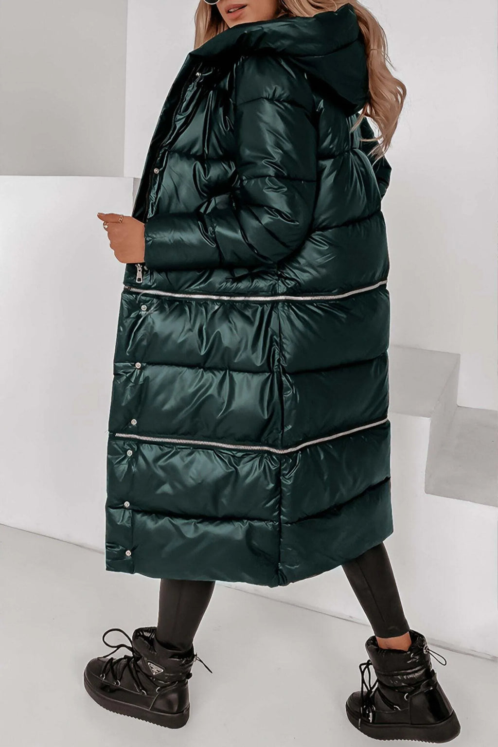 Hooded Zippered Detachable Long and Short Autumn and Winter Coat
