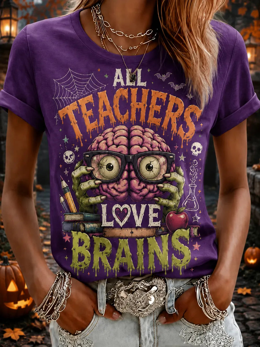 Women's Halloween Funny Print Casual T-Shirt