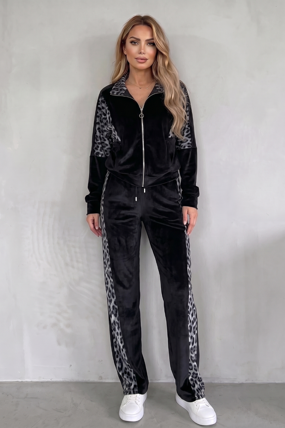 Leopard contrast athleisure – Three-piece set