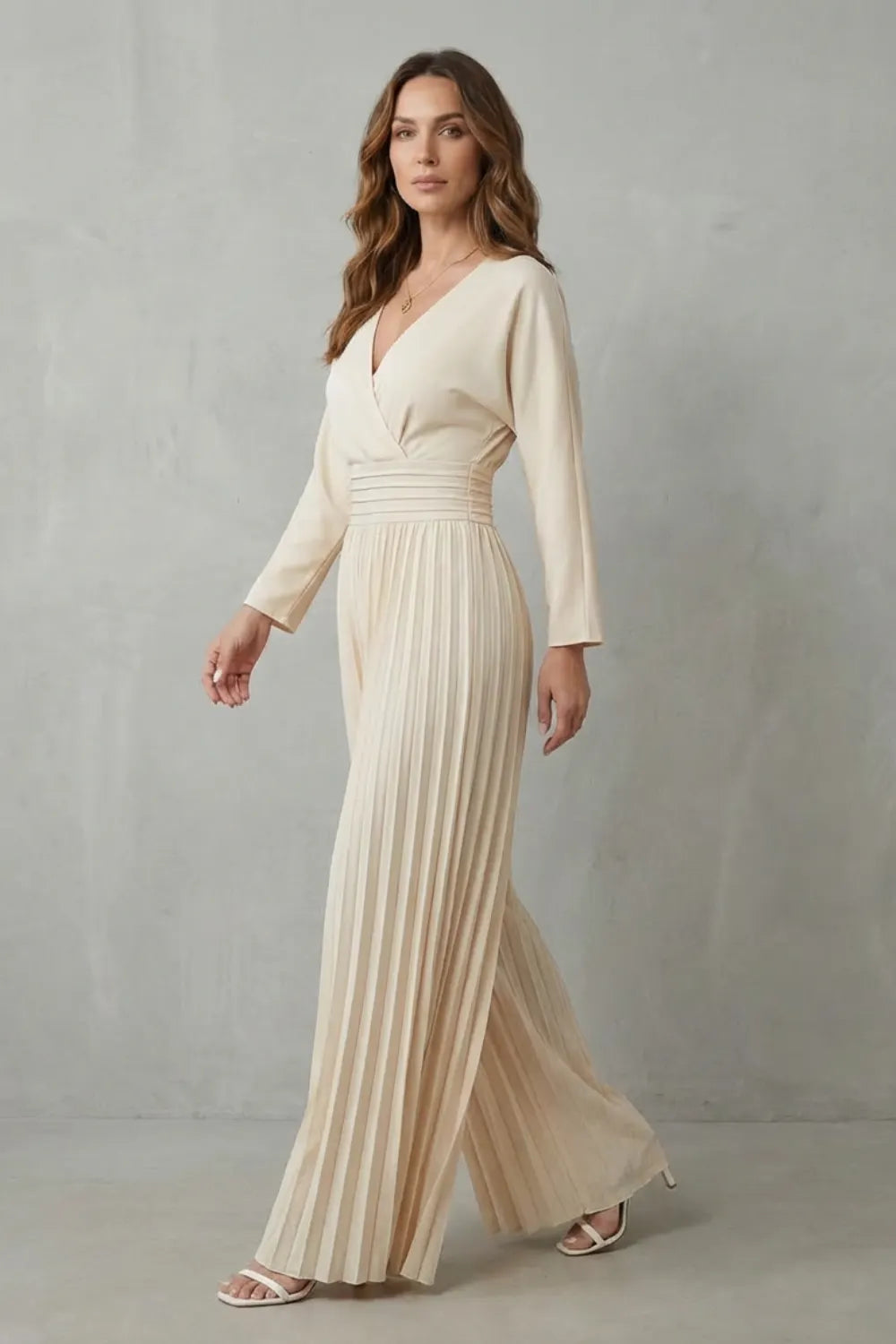 Pleated Wide-Leg Jumpsuit – Effortless Elegance