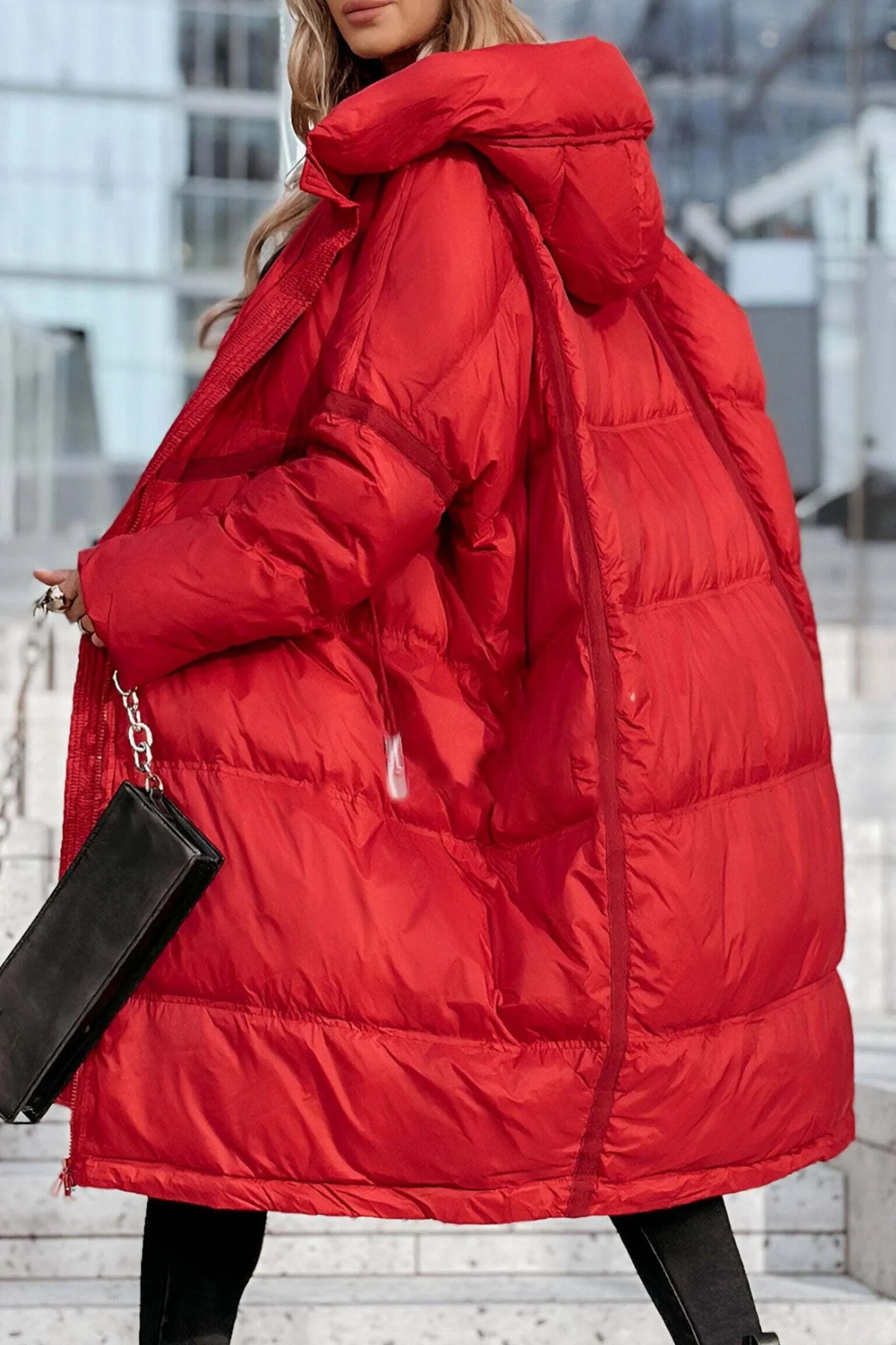 Women's Hooded Long Sleeve Mid-length Cotton Coat