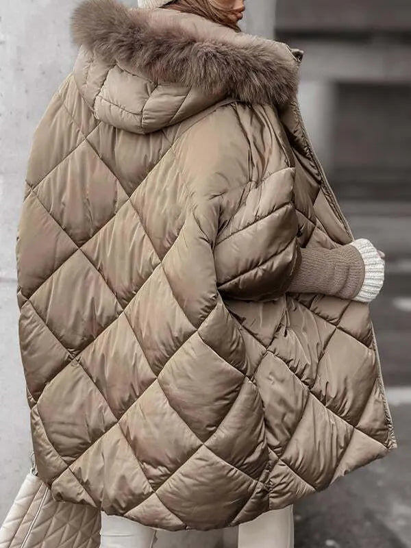 Fur Hooded Long-sleeved Casual Cotton Jacket