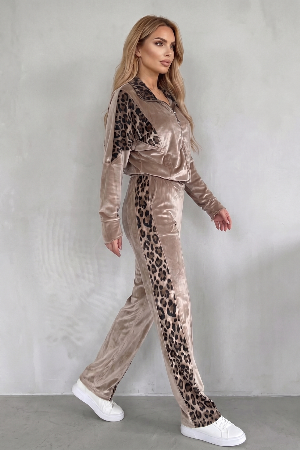 Leopard contrast athleisure – Three-piece set