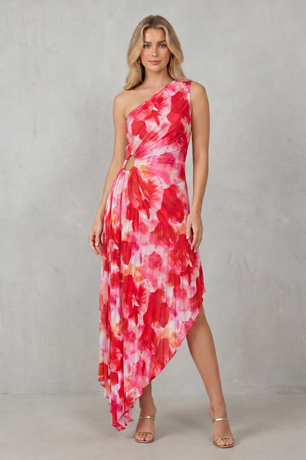 Bold bloom – Women’s One-Shoulder Printed Maxi Dress