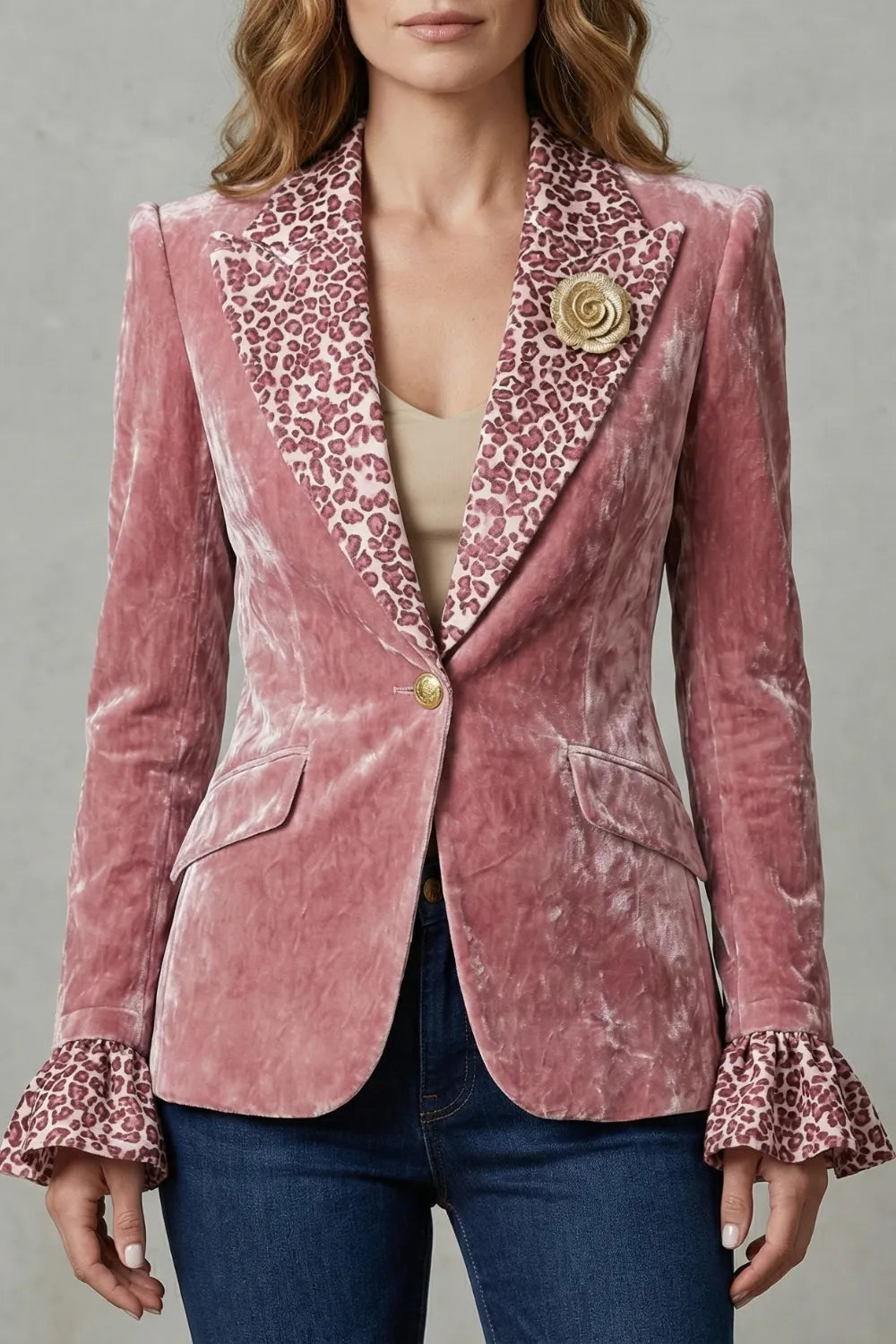 Printed lapel statement – Velvet blazer