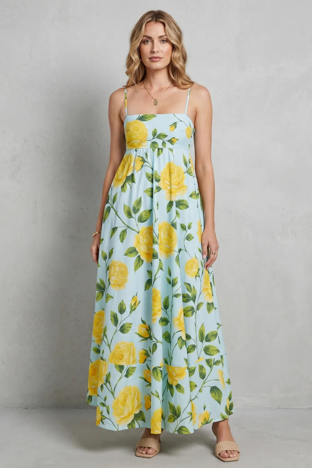Square neck floral charm – Maxi dress
