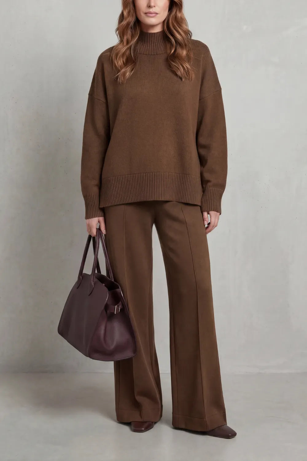 Folded collar charm – Knit lounge set