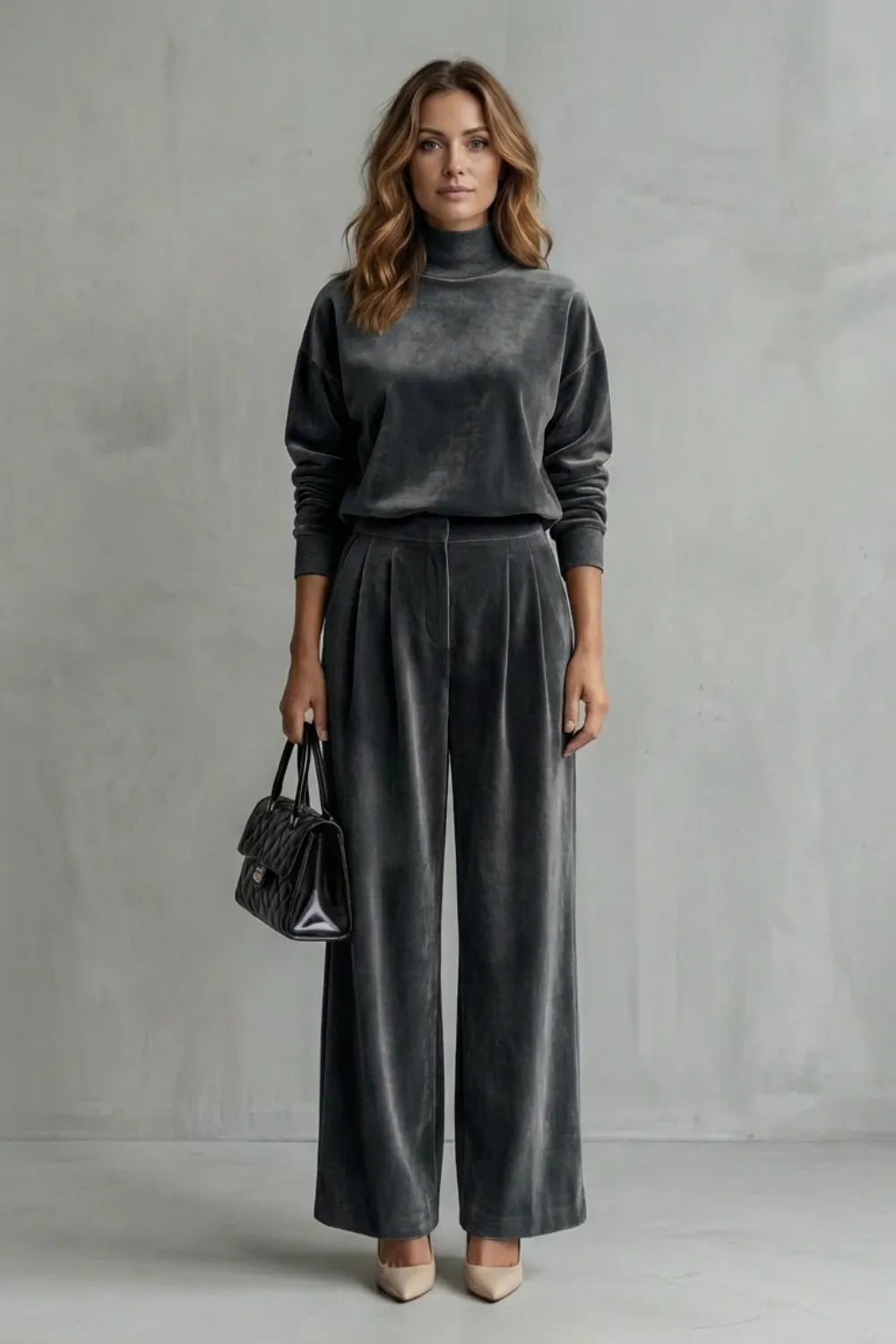 Luxe Velour Elegance – Two-Piece Lounge Set