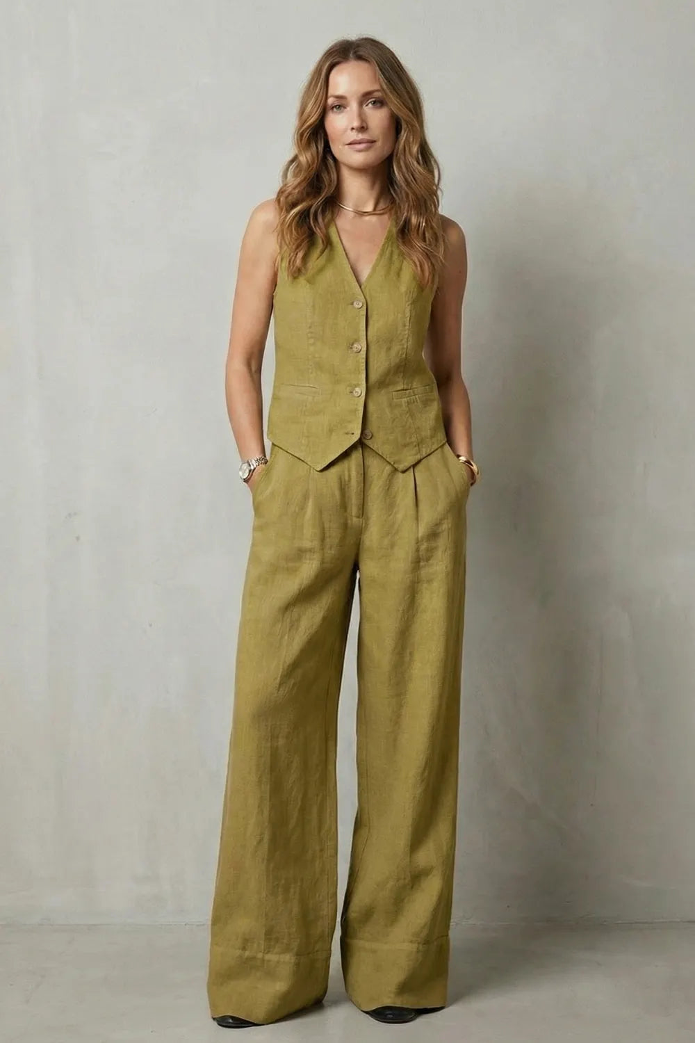 Relaxed tailored elegance – Vest and pants set