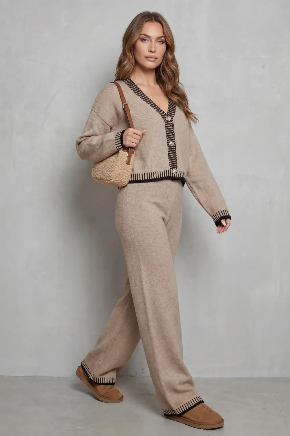Contrast trim – Knit loungewear set